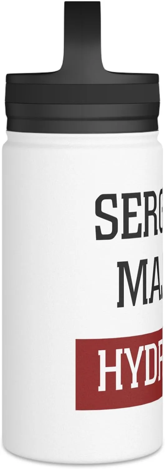 Sergeant Major's Hydration: Insulated Water Bottle – Stainless Steel, Handle Lid, Perfect Military Gift, 12oz, 18oz, 32oz