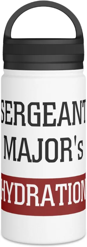 Sergeant Major's Hydration: Insulated Water Bottle – Stainless Steel, Handle Lid, Perfect Military Gift, 12oz, 18oz, 32oz