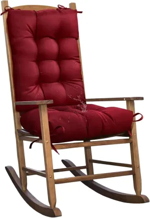 Set of 1 Indoor Outdoor Burgundy Chair Cushion Waterproof High Back Rocking Chair Cushions Soft Patio Chair Pad for Lounger Recliner