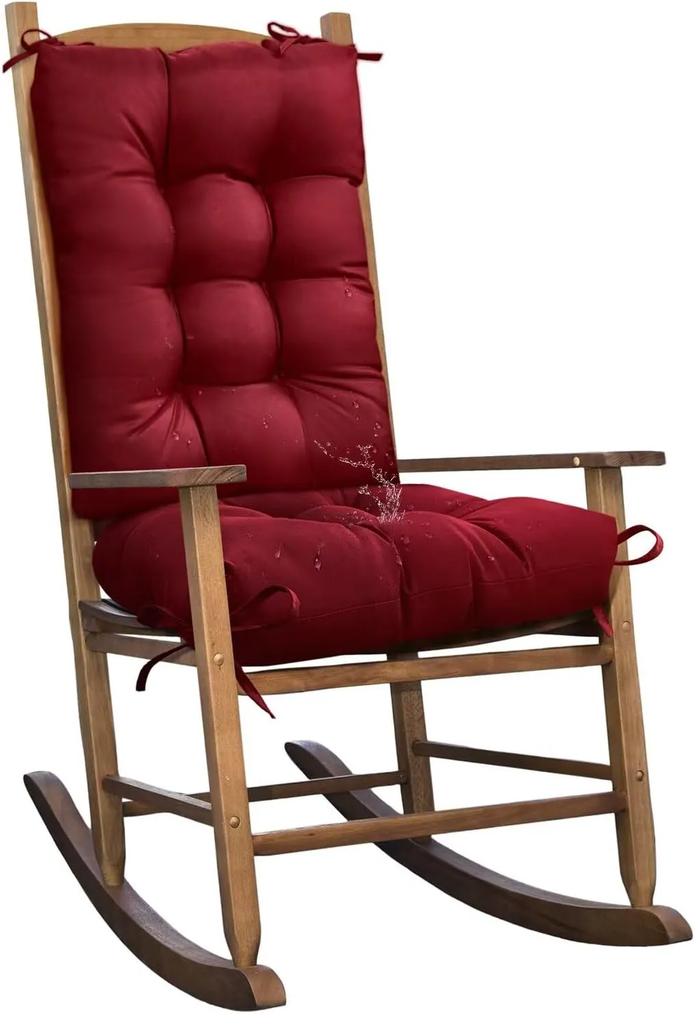 Set of 1 Indoor Outdoor Burgundy Chair Cushion Waterproof High Back Rocking Chair Cushions Soft Patio Chair Pad for Lounger Recliner