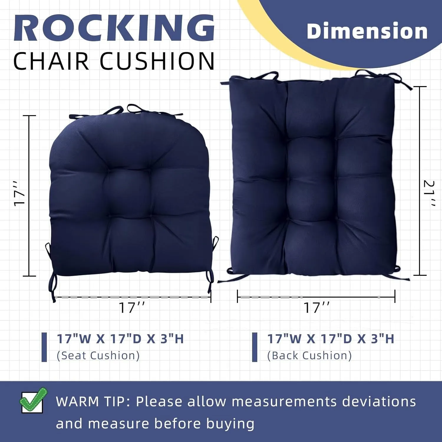 Set of 1 Indoor Outdoor Burgundy Chair Cushion Waterproof High Back Rocking Chair Cushions Soft Patio Chair Pad for Lounger Recliner