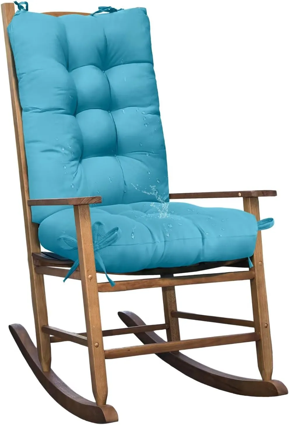 Set of 1 Indoor Outdoor Chair Cushion Waterproof High Back Rocking Chair Cushions Soft Patio Chair Pad for Lounger Recliner Chair Sky Blue