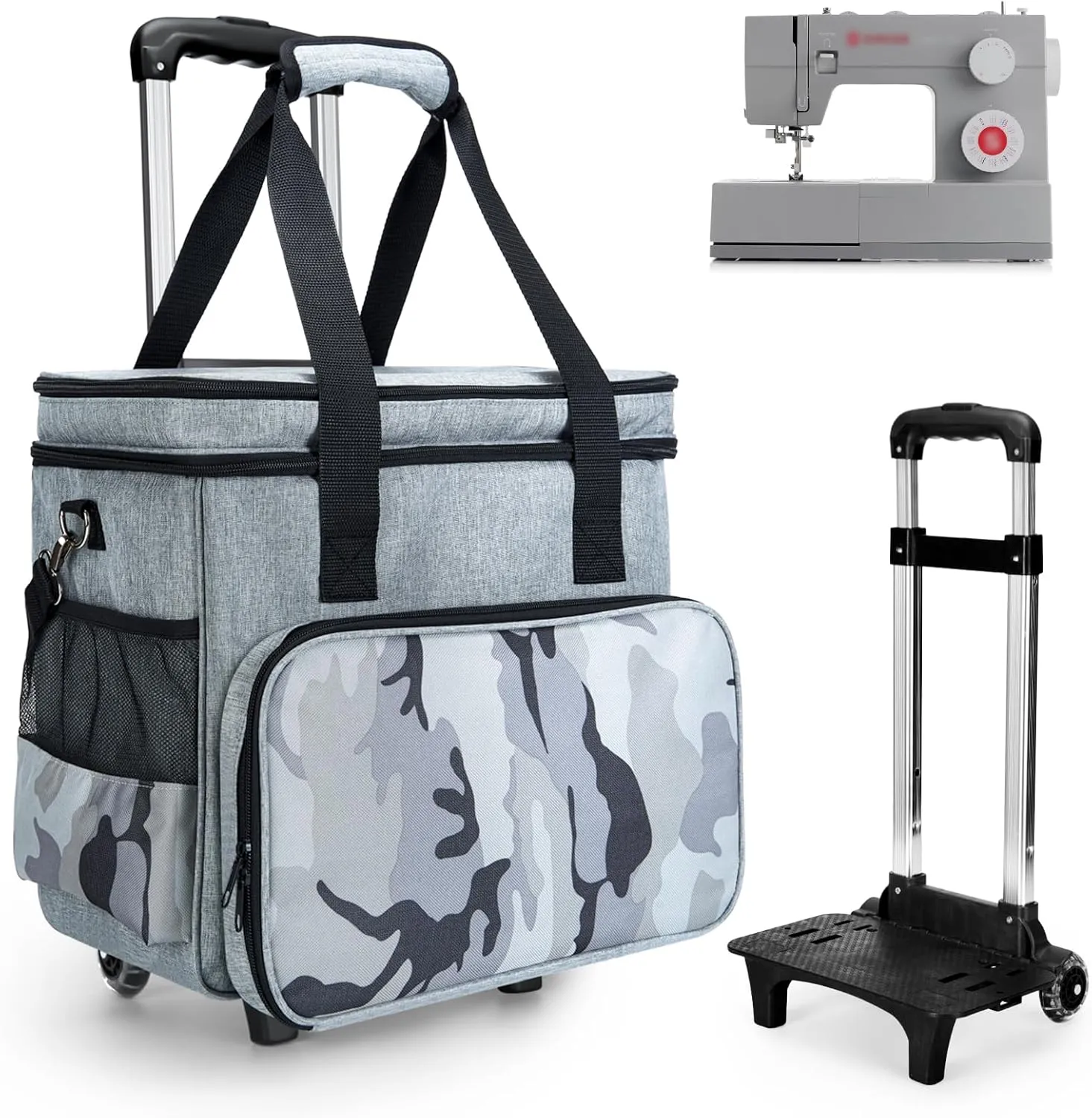 Sewing Machine Carrying Case Bag, Rolling Sewing Machine Case Bag Compatible for Most Standard Singe/Brothe/Janom with Multiple Storage Pockets,Sewing Machine Case with Wheels,Fits for Most Machine