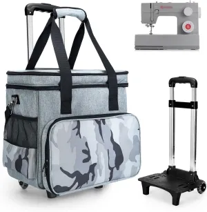 Sewing Machine Carrying Case Bag, Rolling Sewing Machine Case Bag Compatible for Most Standard Singe/Brothe/Janom with Multiple Storage Pockets,Sewing Machine Case with Wheels,Fits for Most Machine