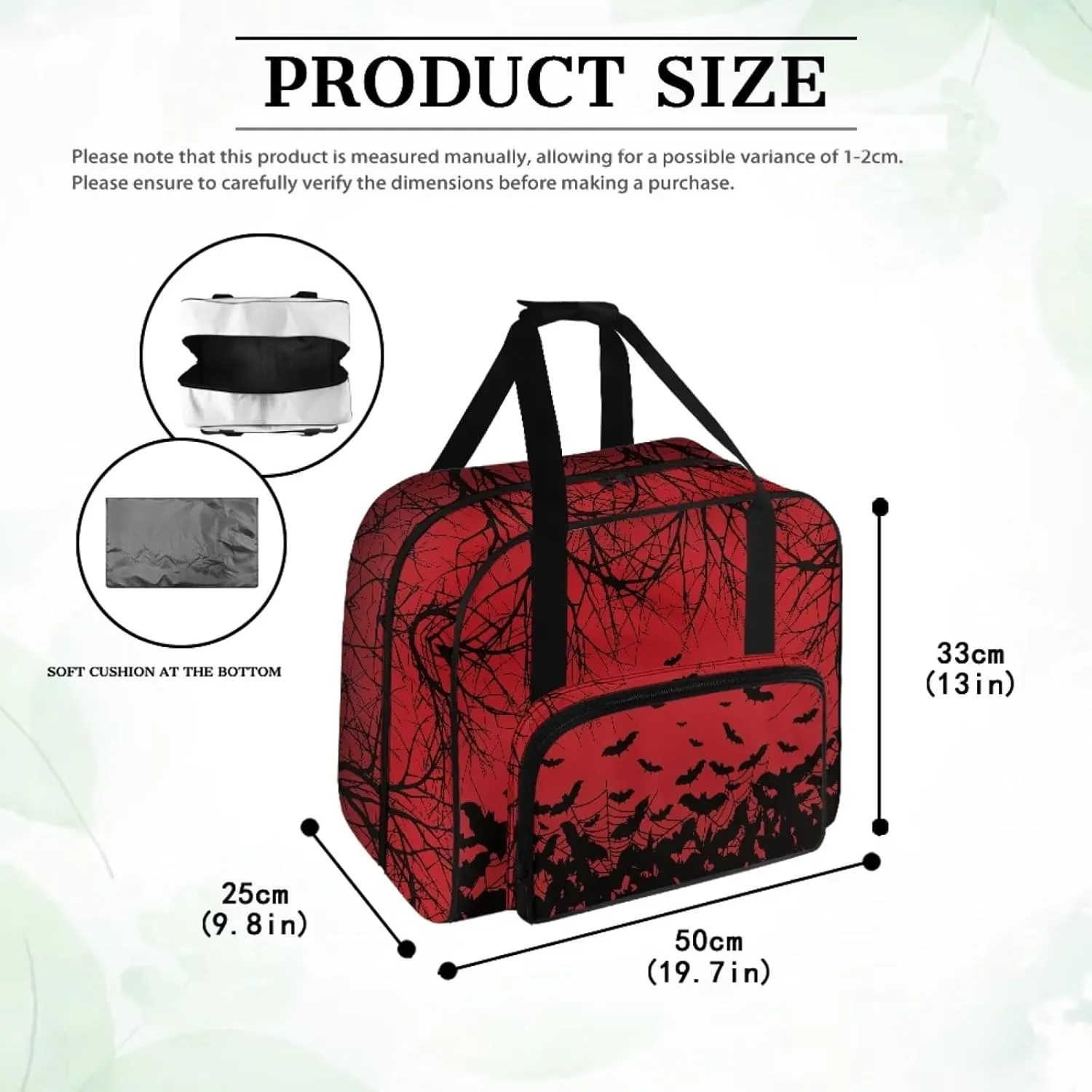 Sewing Machine Case Bat Sewing Machine Accessories for Most Standard Singer, Brother, Janome Halloween Decorations Indoor Hand Bag Tote