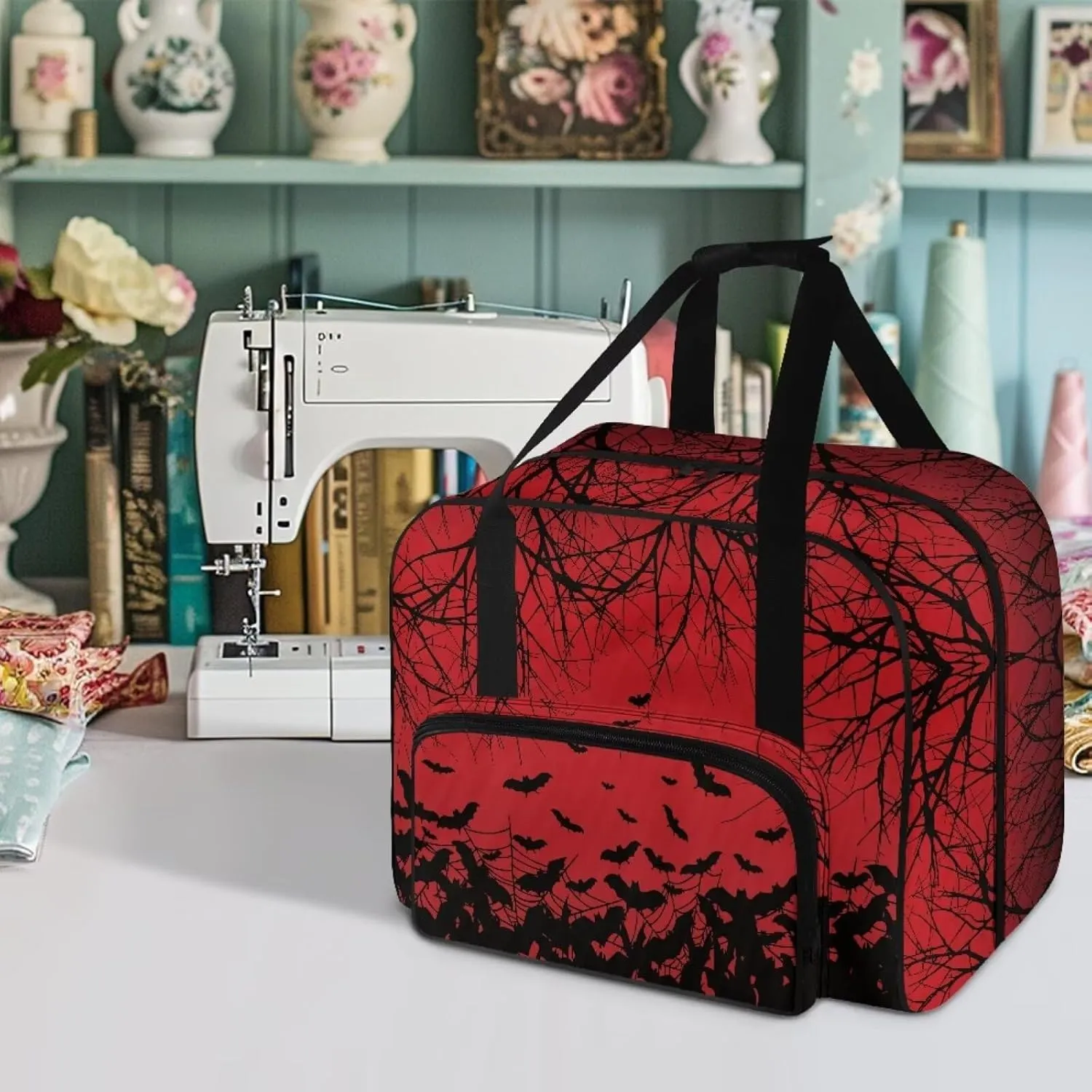 Sewing Machine Case Bat Sewing Machine Accessories for Most Standard Singer, Brother, Janome Halloween Decorations Indoor Hand Bag Tote