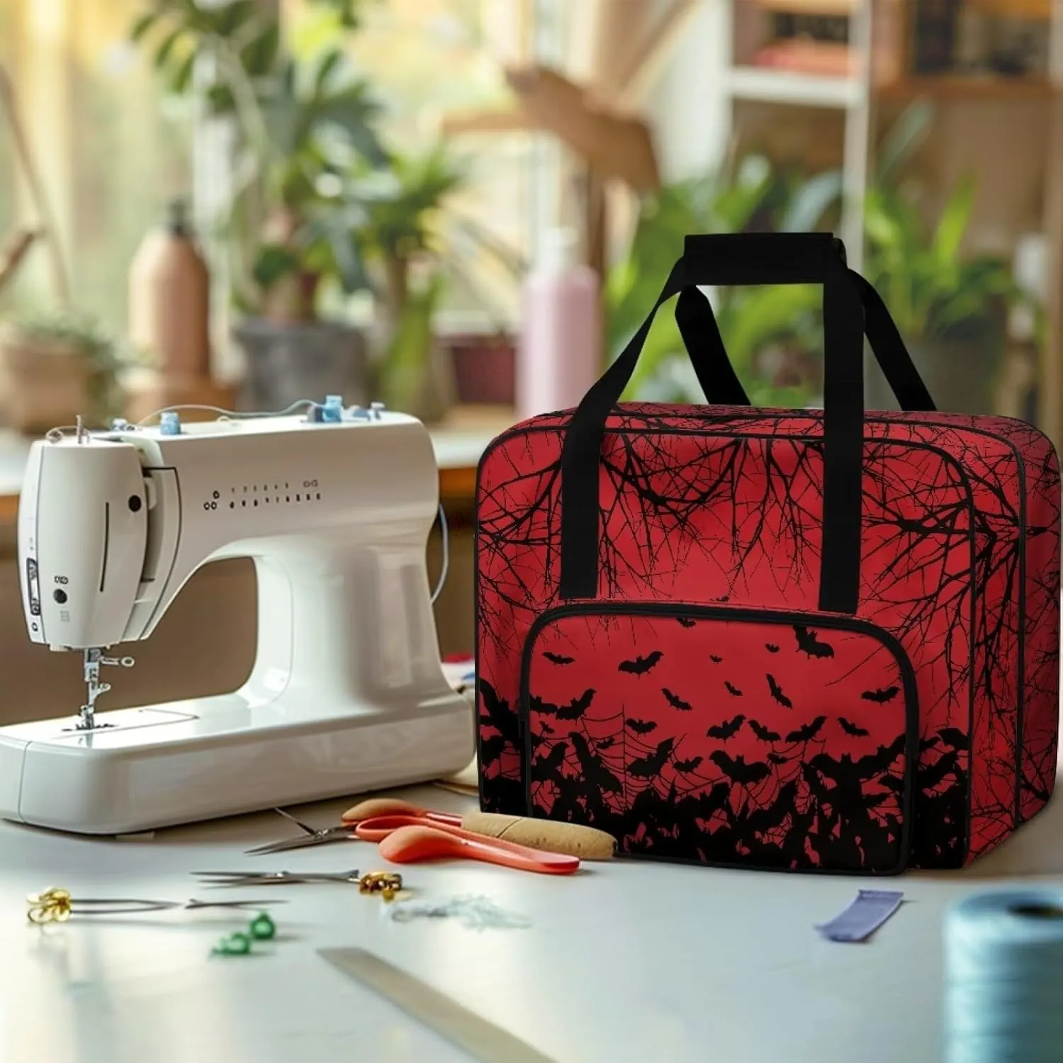 Sewing Machine Case Bat Sewing Machine Accessories for Most Standard Singer, Brother, Janome Halloween Decorations Indoor Hand Bag Tote