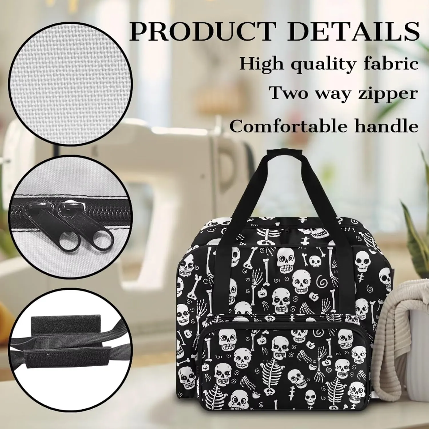 Sewing Machine Case Ghost Portable Sewing Machine Bag Suitable for Most Standard Singer, Brother, Janome, Purple Tote Bag