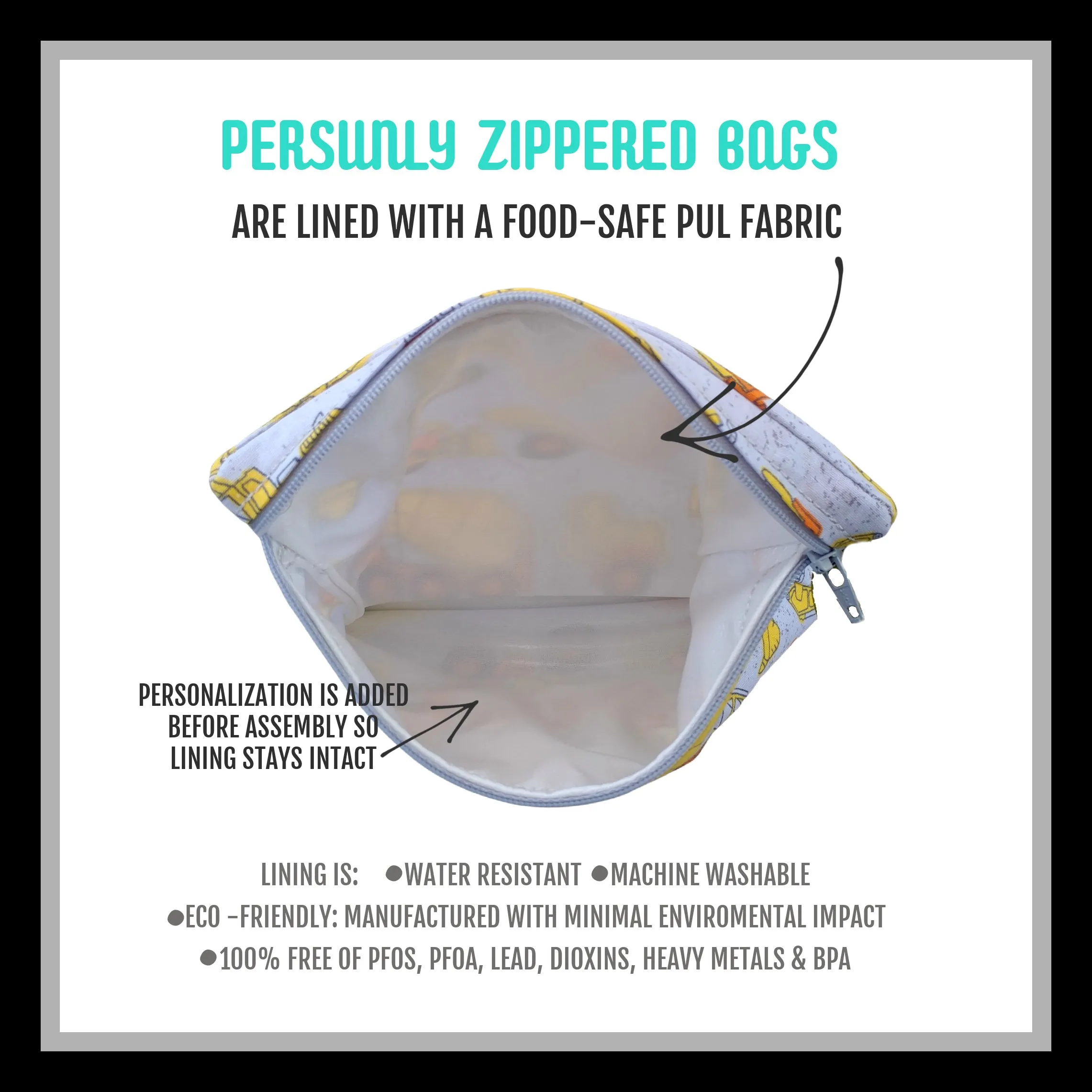 Shark and Minnows Personalized Reusable Food Bag