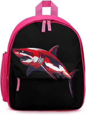 Shark Diver Scuba Backpack Cute Mini Laptop Bag Travel Daypacks Adjustable Shoulder Strap Pink-style