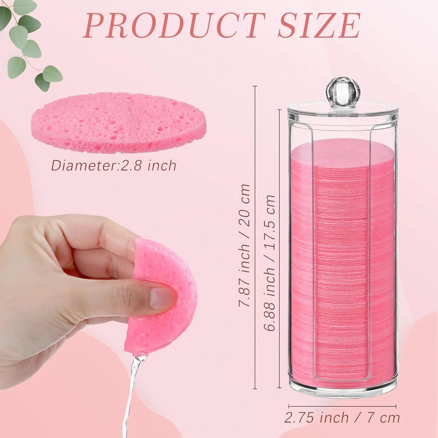 Sieral 120pcs Compressed Facial Sponges Disposable Natural Face Sponges Round Soft Pads with Container for Washing Face Cleansing Exfoliating Esthetician Makeup Removal Travel(Pink)