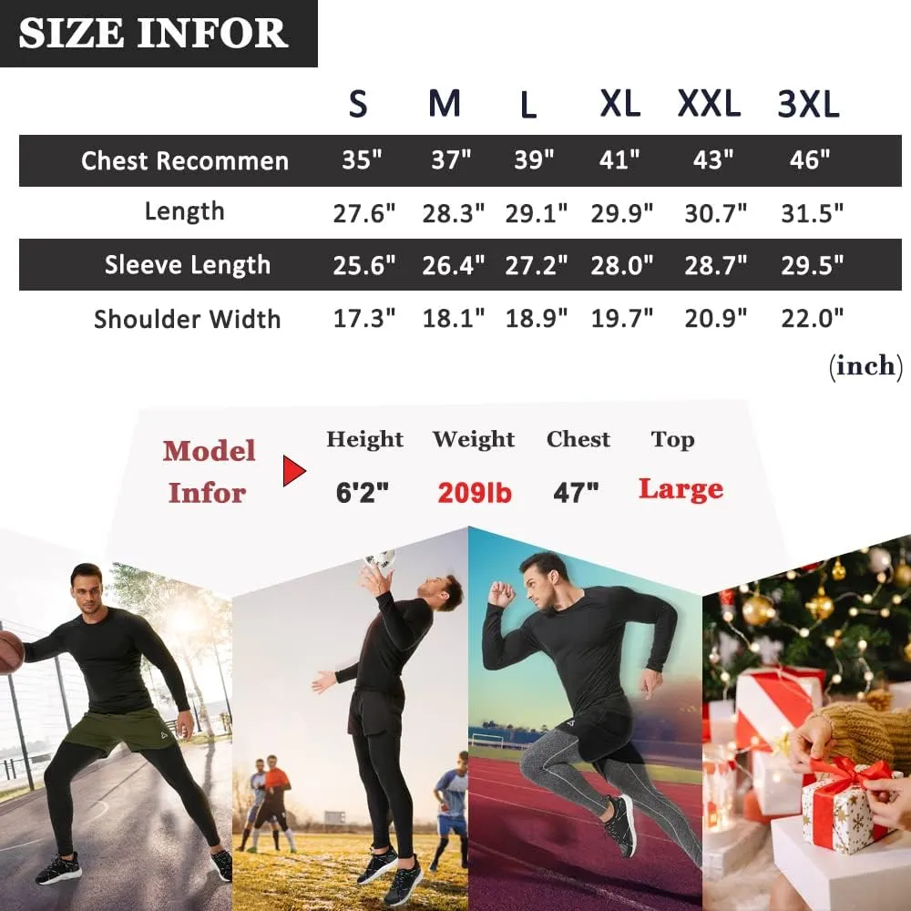SILKWORLD Men's Long-Sleeve Compression Shirt Base-Layer Running Top