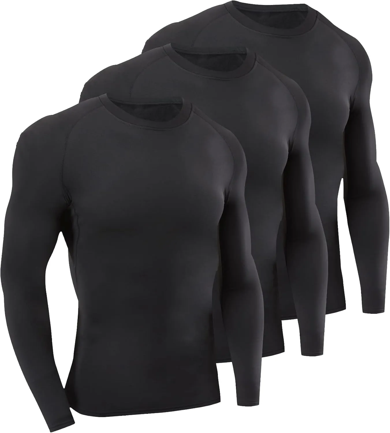 SILKWORLD Men's Long-Sleeve Compression Shirt Base-Layer Running Top