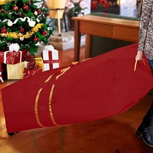 Simplify Holiday Collection Storage Tote Bag | Holiday Decorations Organizer | Artificial Tree Bag | Wheeled Base | Collapsible Duffle | Red