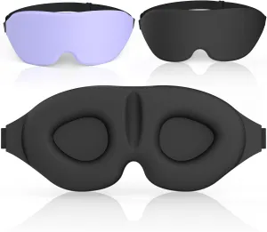 Sleep Eye Mask for Men Women 3D Contoured Cup, Concave Molded, Block Out Light, Molded Soft Comfort Eye Shade with Adjustable Strap (Purple, 2 Count (Pack of 1))