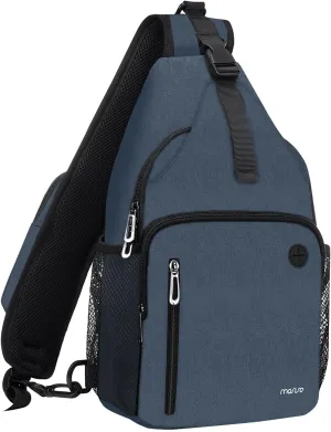Sling Backpack Bag, Crossbody Shoulder Bag Travel Hiking Daypack Chest Bag with Front Square Pocket&Usb Charging Port