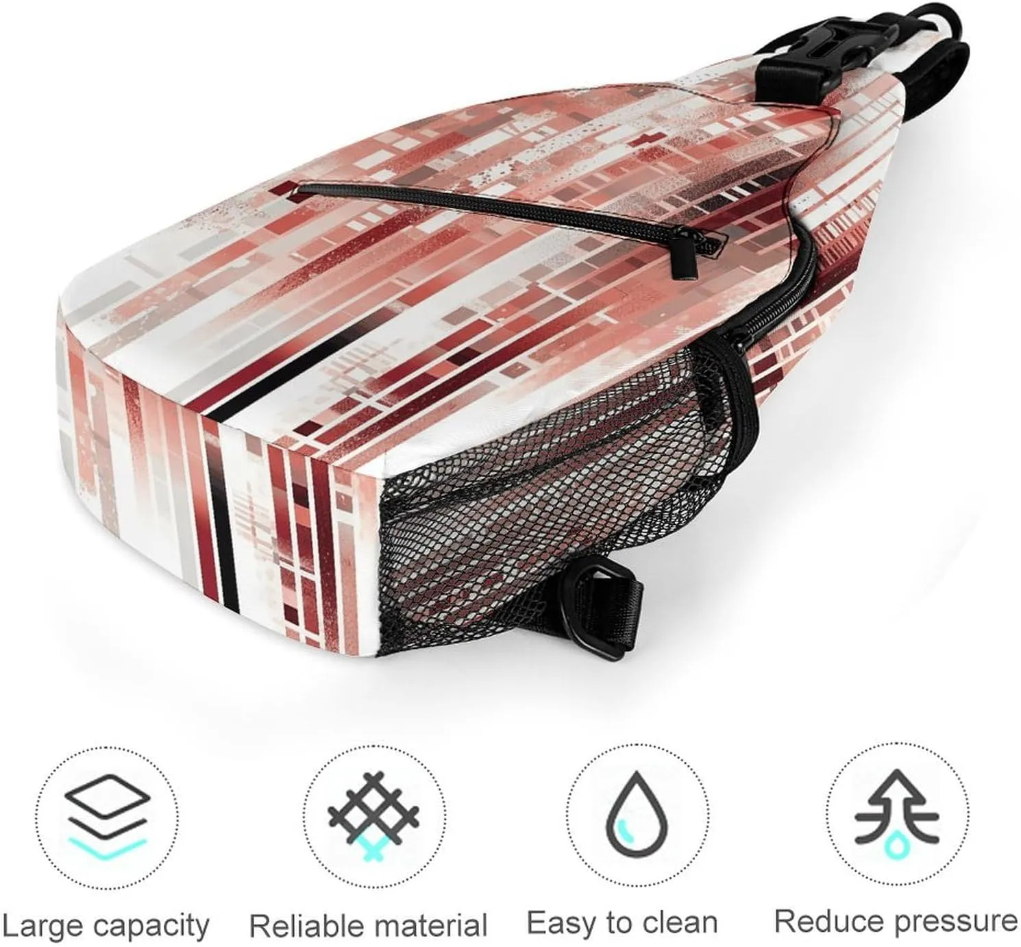 Sling Backpack Crossbody for Man Woman Fragmented Style Stripes Cross Body Adjustable Chest Bag