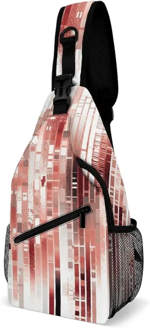 Sling Backpack Crossbody for Man Woman Fragmented Style Stripes Cross Body Adjustable Chest Bag