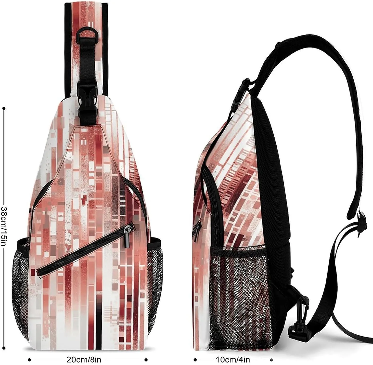 Sling Backpack Crossbody for Man Woman Fragmented Style Stripes Cross Body Adjustable Chest Bag
