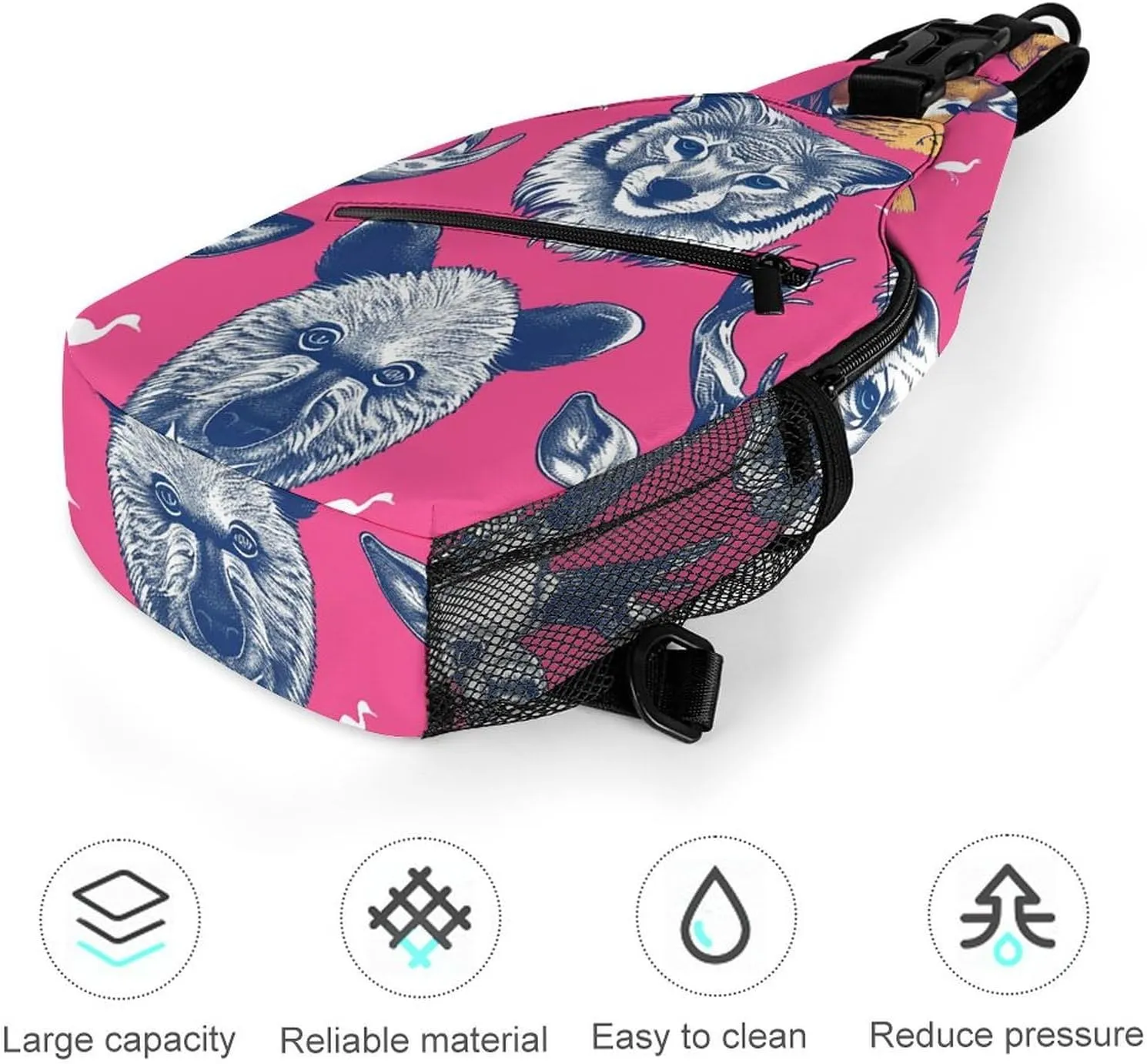 Sling Backpack Crossbody for Man Woman Many Animal Faces Cross Body Adjustable Chest Bag
