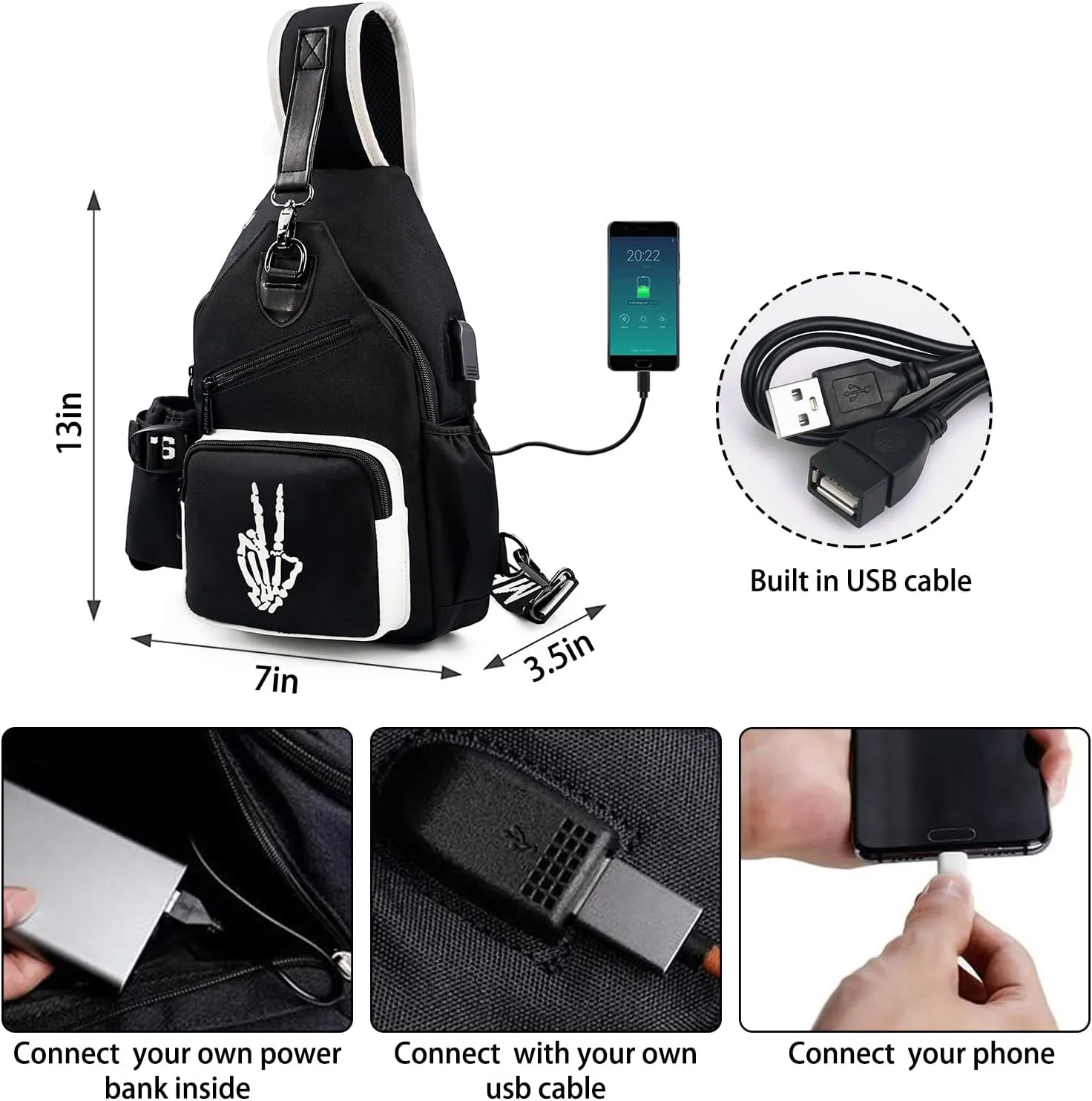 Sling Bag, Crossbody Shoulder Bag for Mens Women Multipurpose Daypacks Chest Bag