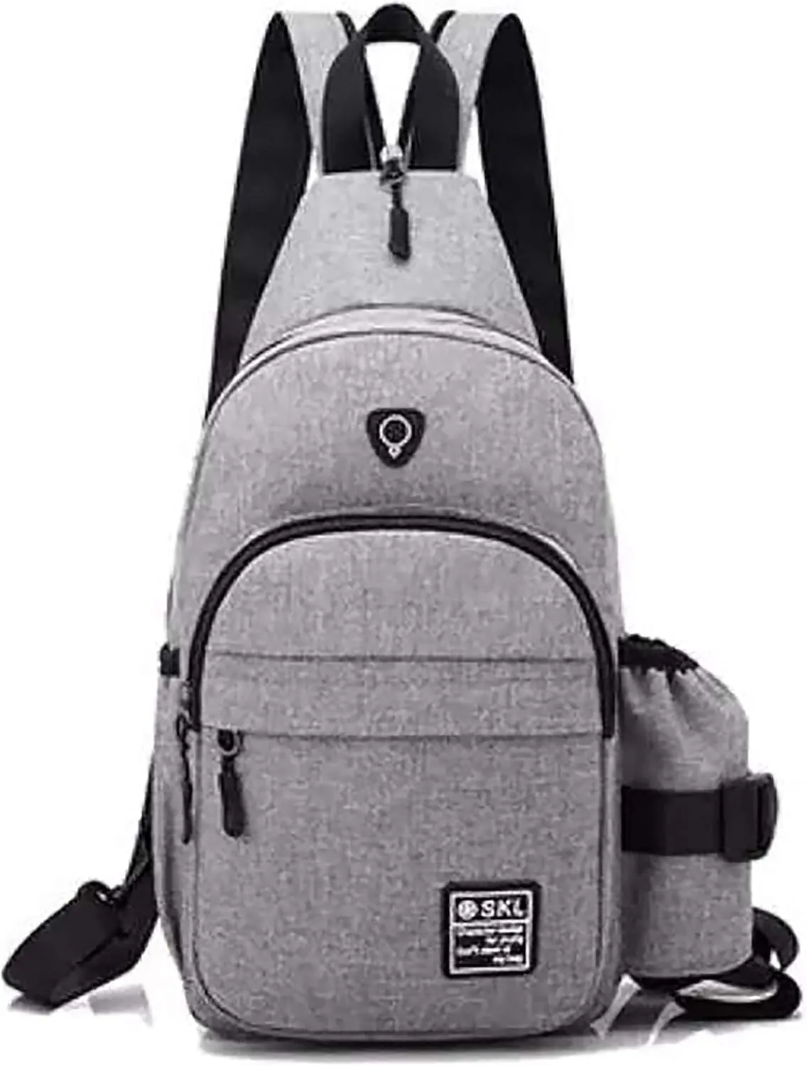 Sling Bag Crossbody Shoulder Multipurpose Casual Daypacks with Earphone Hole for Men Women - Gray