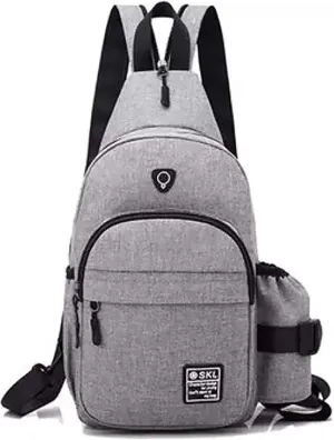 Sling Bag Crossbody Shoulder Multipurpose Casual Daypacks with Earphone Hole for Men Women - Gray