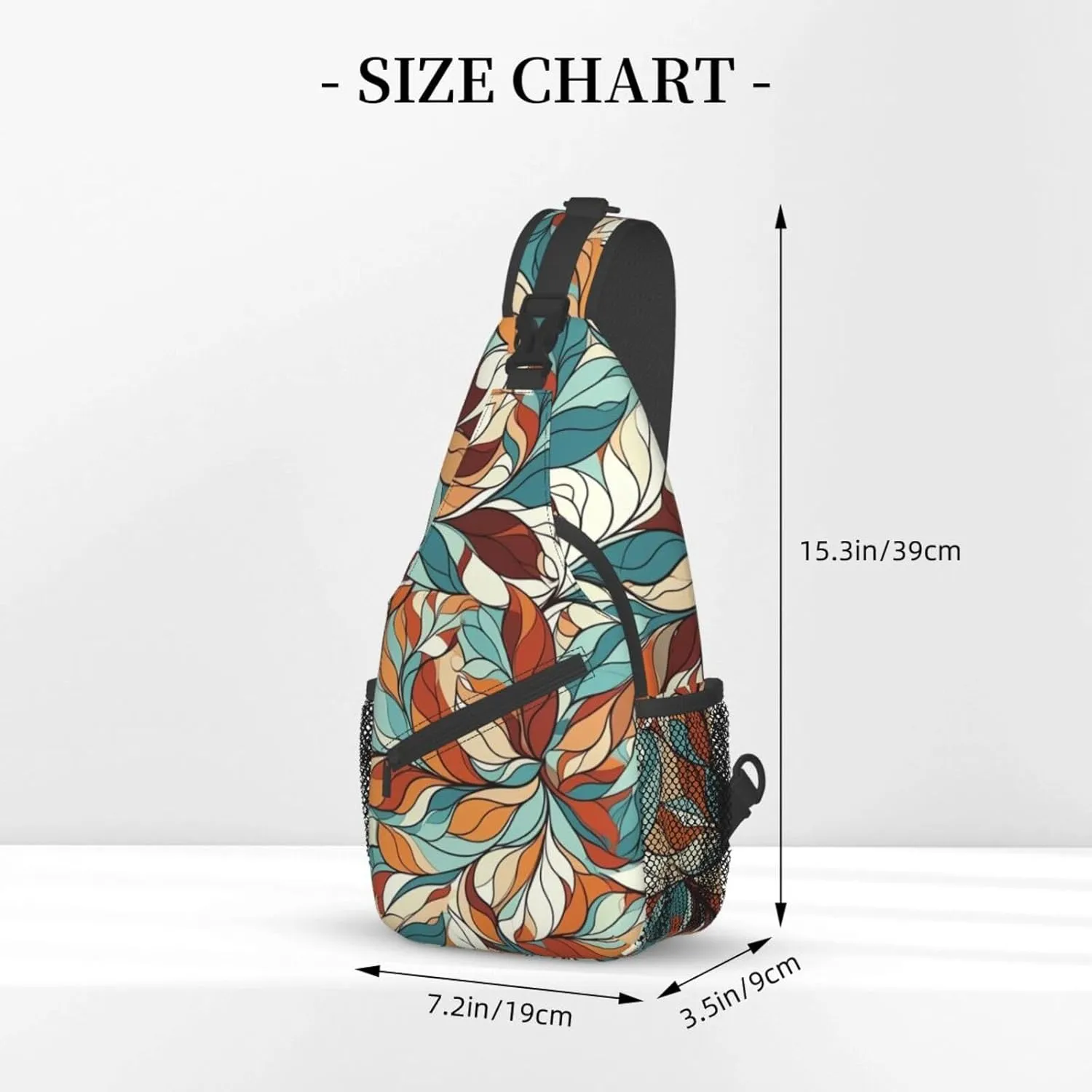 Sling Bag for Women Men Animals on Leaves Print Crossbody Shoulder Bag Chest Shoulder Backpack Travel Hiking Daypack, Abstract Pattern of Leaves, One Size