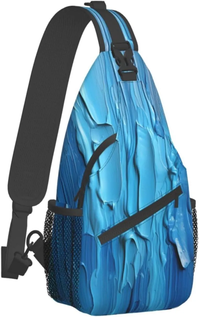 Sling Bag for Women Men Color Is Pink Print Crossbody Shoulder Bag Chest Shoulder Backpack Travel Hiking Daypack, Blue Wooden, One Size