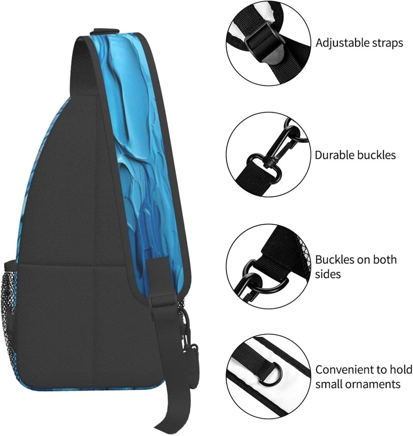 Sling Bag for Women Men Color Is Pink Print Crossbody Shoulder Bag Chest Shoulder Backpack Travel Hiking Daypack, Blue Wooden, One Size