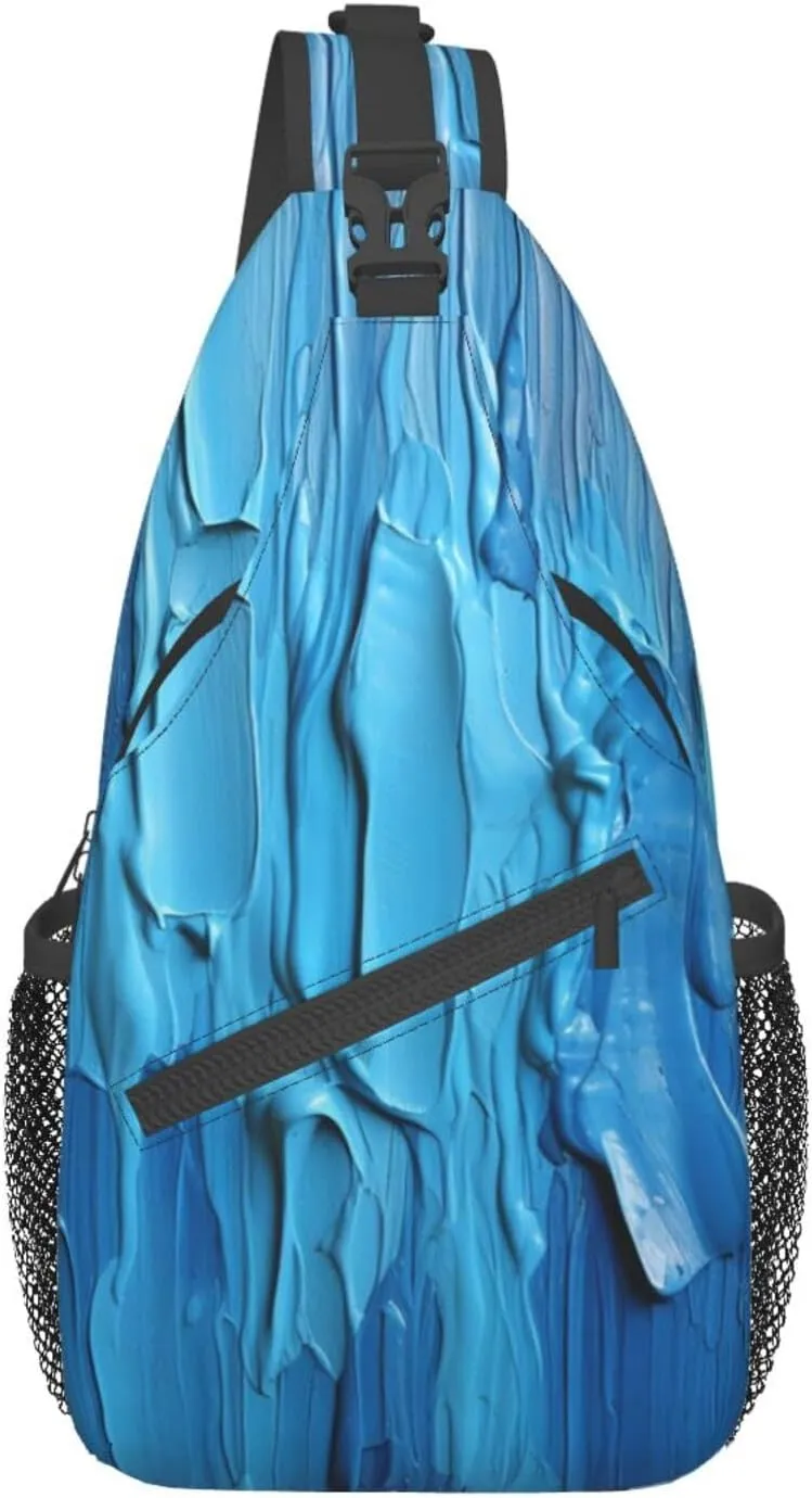 Sling Bag for Women Men Color Is Pink Print Crossbody Shoulder Bag Chest Shoulder Backpack Travel Hiking Daypack, Blue Wooden, One Size