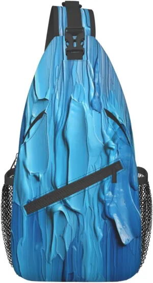 Sling Bag for Women Men Color Is Pink Print Crossbody Shoulder Bag Chest Shoulder Backpack Travel Hiking Daypack, Blue Wooden, One Size