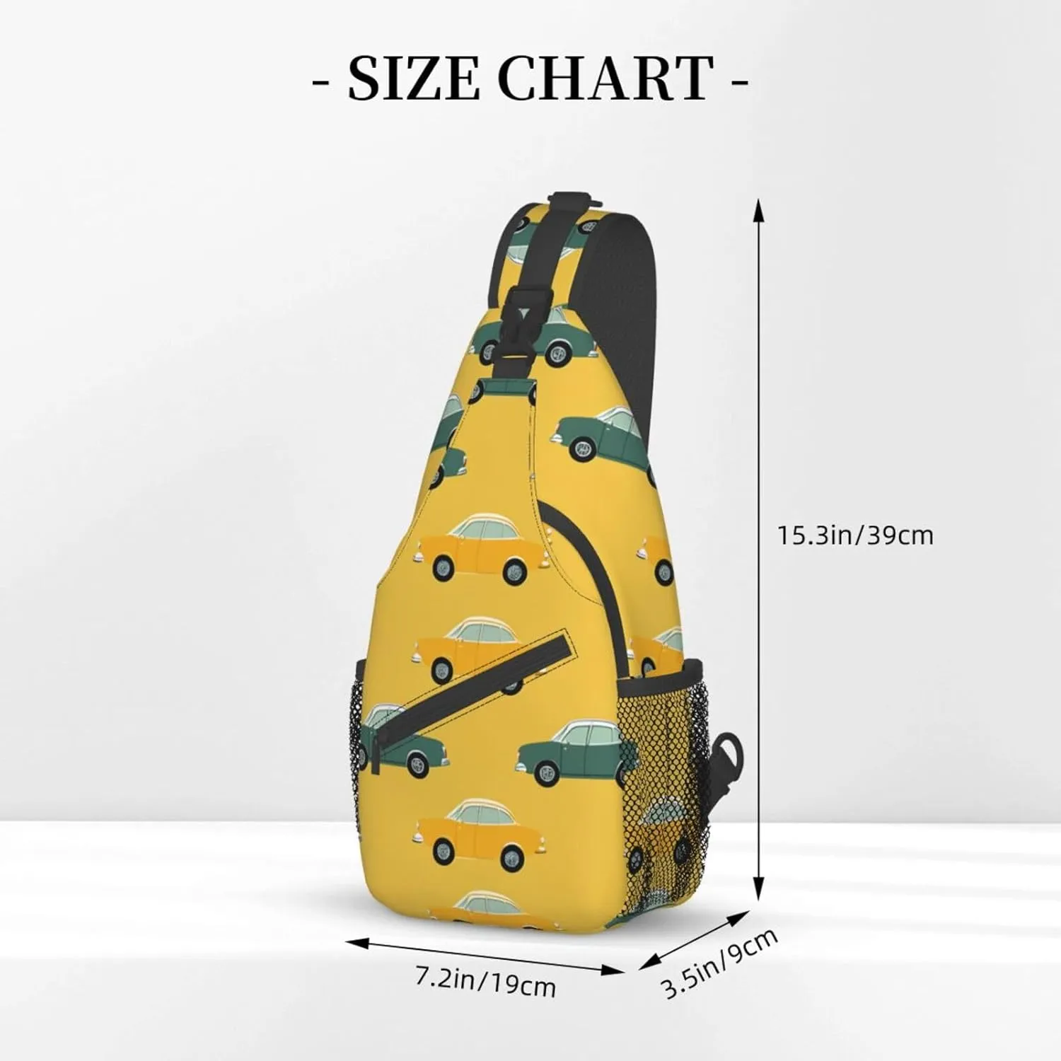 Sling Bag for Women Men Color Is Pink Print Crossbody Shoulder Bag Chest Shoulder Backpack Travel Hiking Daypack, Car Stripes, One Size