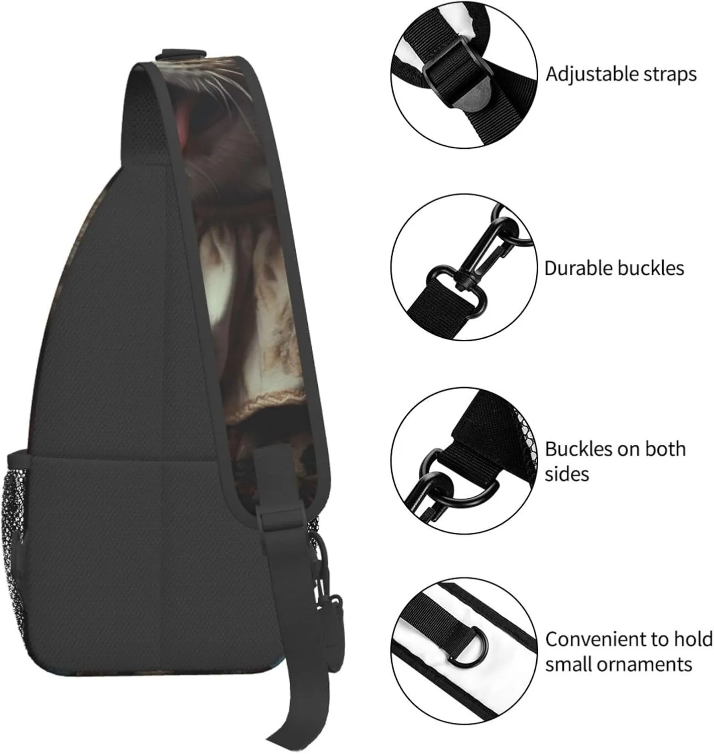 Sling Bag for Women Men Color Is Pink Print Crossbody Shoulder Bag Chest Shoulder Backpack Travel Hiking Daypack, Cat Tongue, One Size