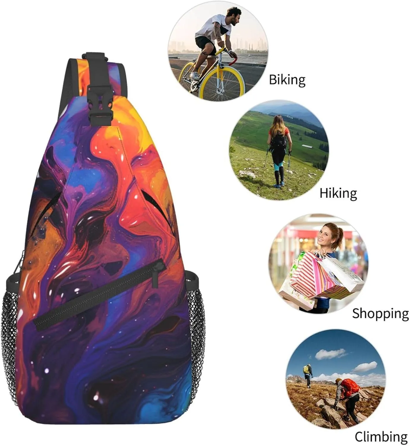 Sling Bag for Women Men Crossbody Bag Sling Backpack Abstract texture fluid Cross Body Bag Adjustable Chest Bag