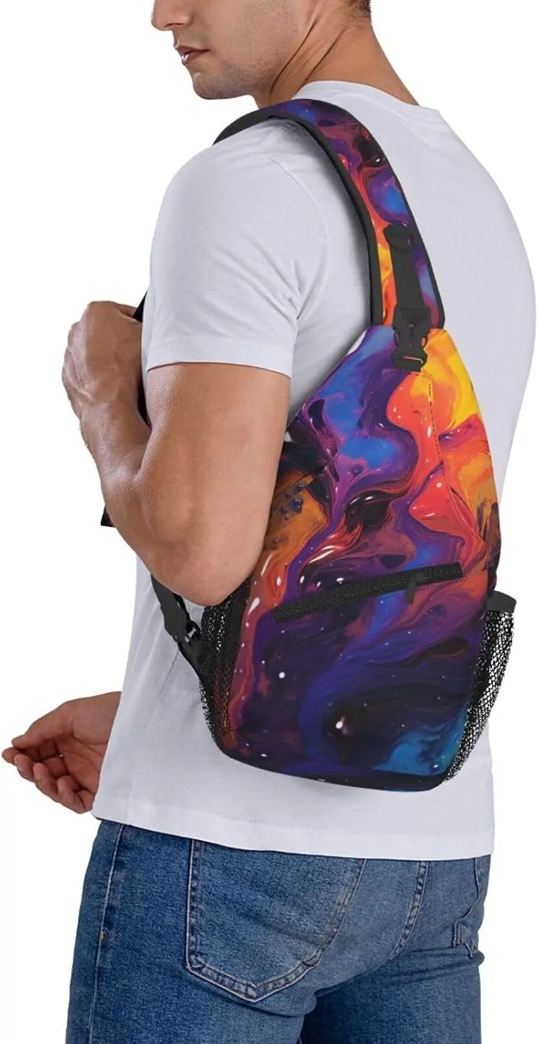 Sling Bag for Women Men Crossbody Bag Sling Backpack Abstract texture fluid Cross Body Bag Adjustable Chest Bag