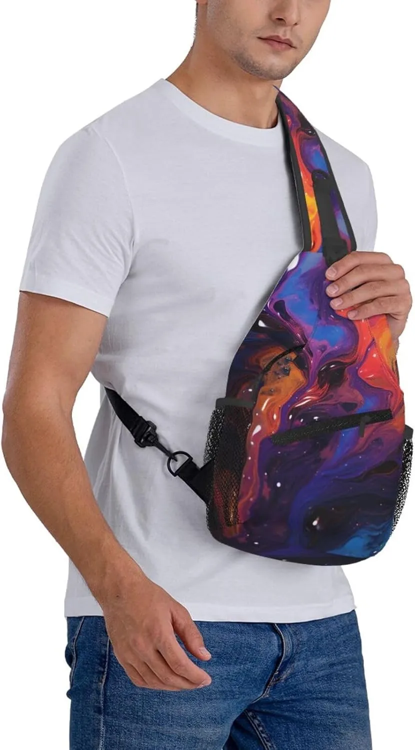 Sling Bag for Women Men Crossbody Bag Sling Backpack Abstract texture fluid Cross Body Bag Adjustable Chest Bag