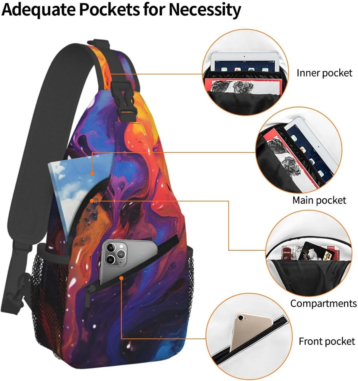 Sling Bag for Women Men Crossbody Bag Sling Backpack Abstract texture fluid Cross Body Bag Adjustable Chest Bag