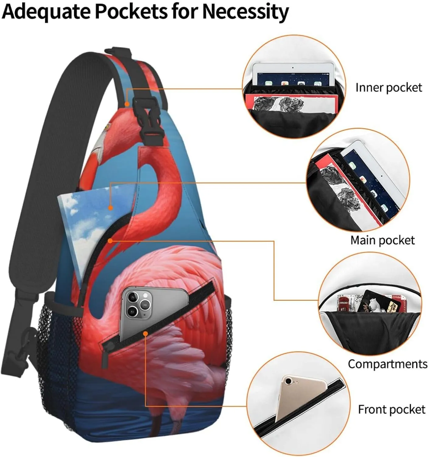 Sling Bag for Women Men Crossbody Bag Sling Backpack Animal Flamingo Cross Body Bag Adjustable Chest Bag