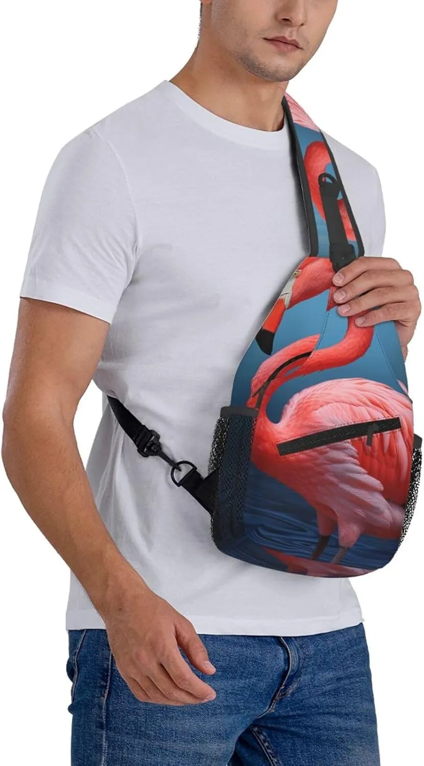 Sling Bag for Women Men Crossbody Bag Sling Backpack Animal Flamingo Cross Body Bag Adjustable Chest Bag