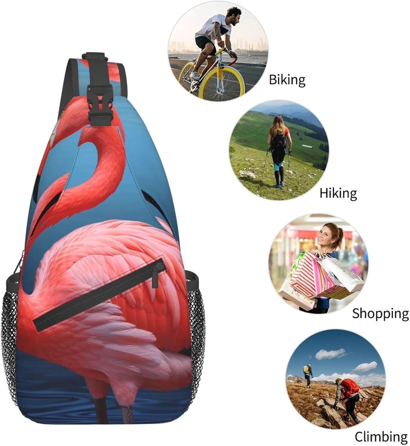 Sling Bag for Women Men Crossbody Bag Sling Backpack Animal Flamingo Cross Body Bag Adjustable Chest Bag