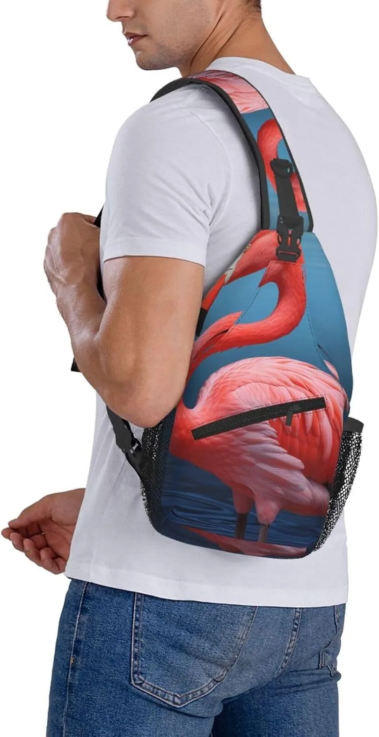 Sling Bag for Women Men Crossbody Bag Sling Backpack Animal Flamingo Cross Body Bag Adjustable Chest Bag