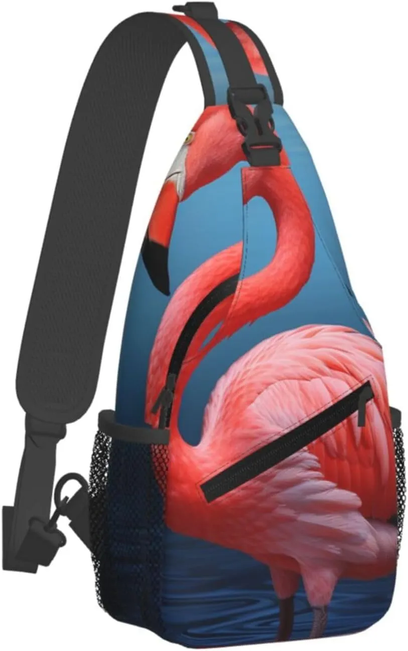 Sling Bag for Women Men Crossbody Bag Sling Backpack Animal Flamingo Cross Body Bag Adjustable Chest Bag