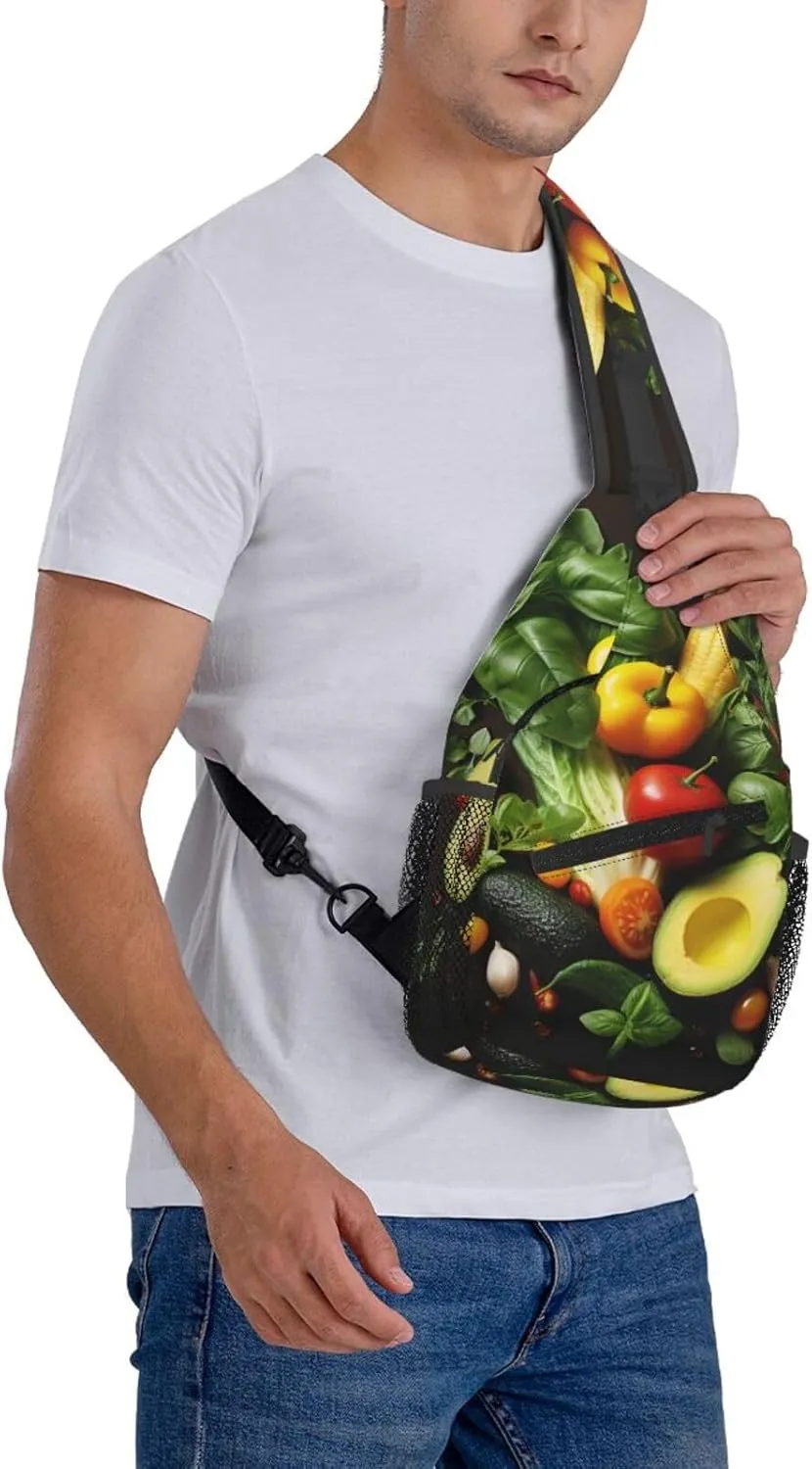 Sling Bag for Women Men Crossbody Bag Sling Backpack Various vegetables Cross Body Bag Adjustable Chest Bag