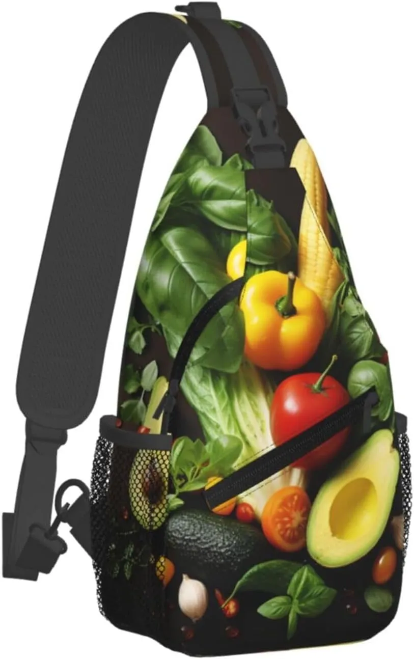 Sling Bag for Women Men Crossbody Bag Sling Backpack Various vegetables Cross Body Bag Adjustable Chest Bag