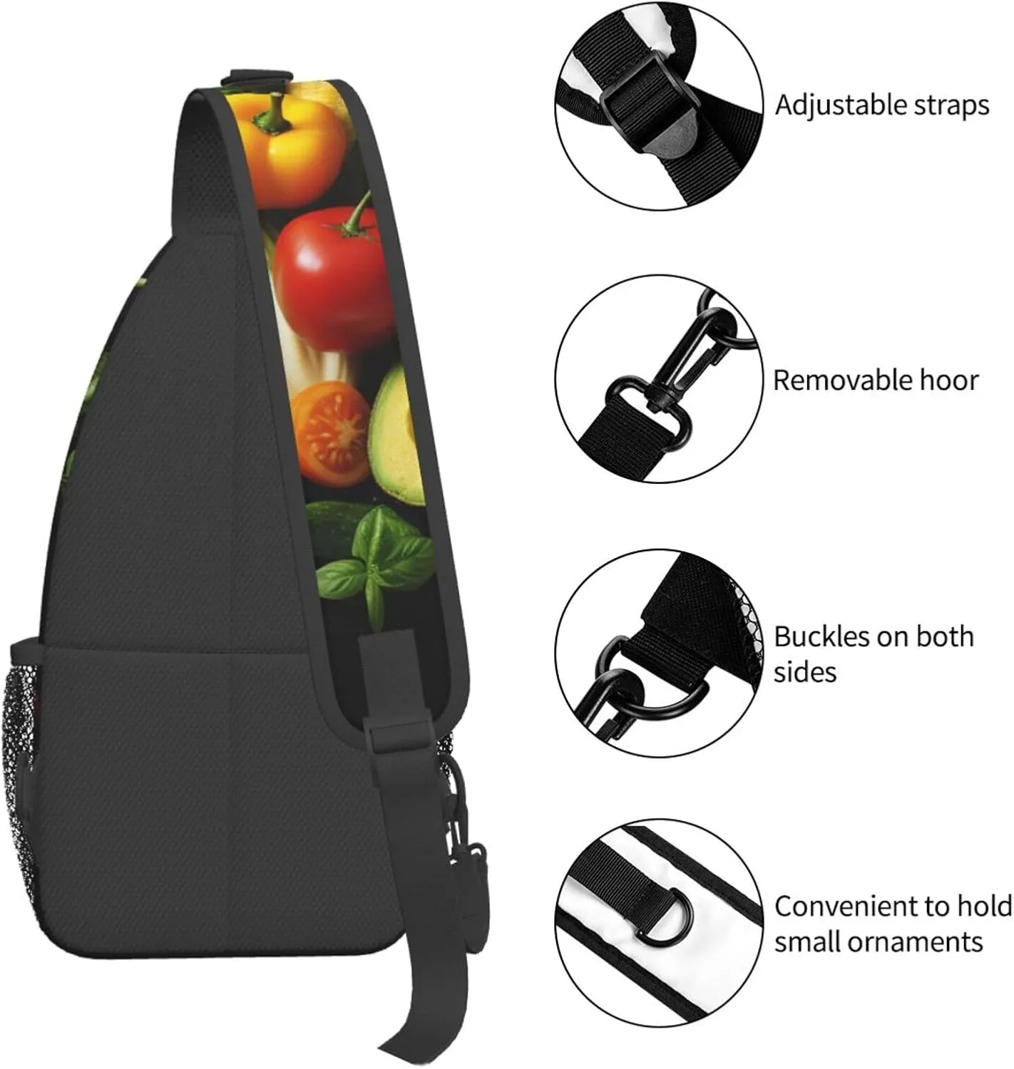 Sling Bag for Women Men Crossbody Bag Sling Backpack Various vegetables Cross Body Bag Adjustable Chest Bag