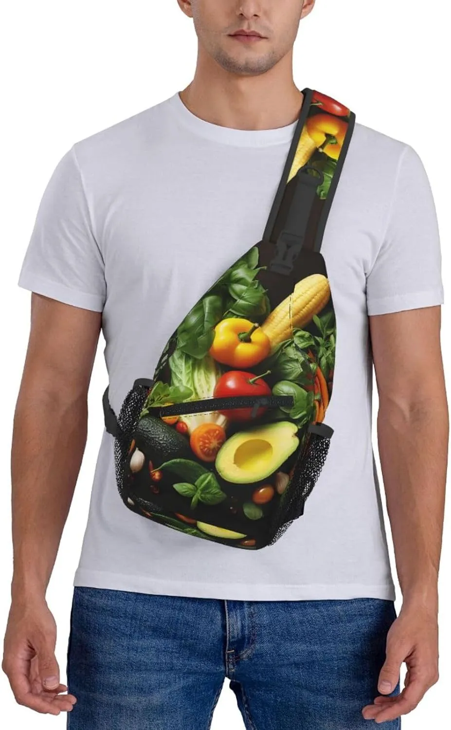 Sling Bag for Women Men Crossbody Bag Sling Backpack Various vegetables Cross Body Bag Adjustable Chest Bag