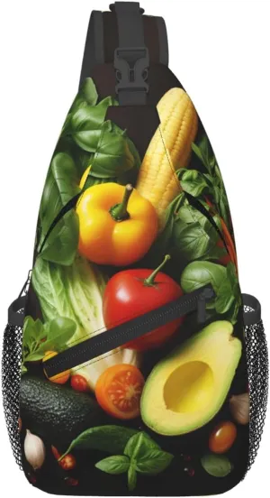 Sling Bag for Women Men Crossbody Bag Sling Backpack Various vegetables Cross Body Bag Adjustable Chest Bag