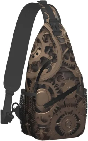 Sling Bag for Women Men Crossbody Bag Steampunk Mechanical Gears Chest Bag Sling Backpack Fanny Pack Casual Daypack for Travel