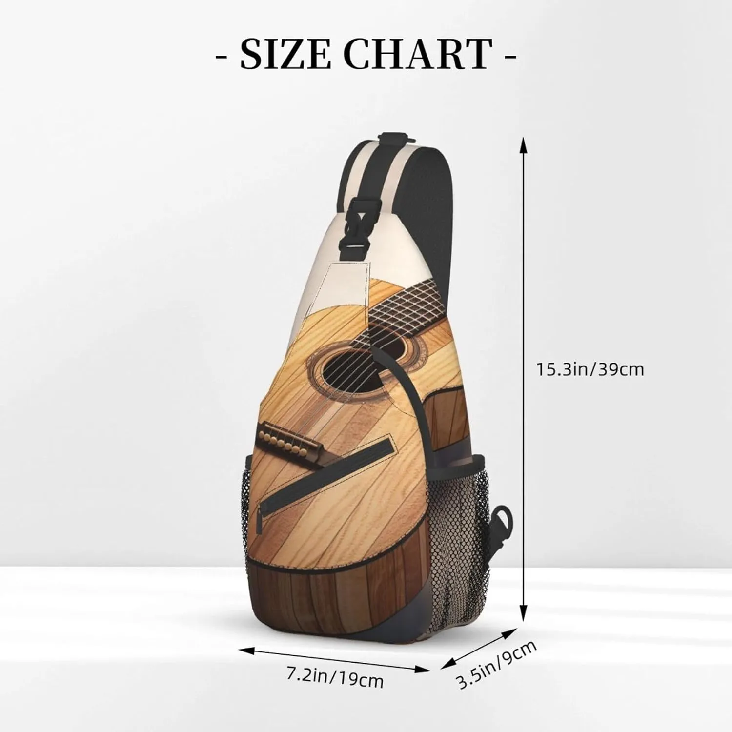 Sling Bag for Women Men Guitar Wooden Cross Chest Bag Diagonally Casual Fashion Travel Hiking Daypack